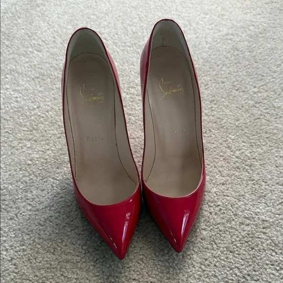 Louboutin Pigalle Red Patent Pointed-Toe Stilettos - Picture 8 of 8